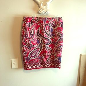 Multicolored paisley pencil skirt